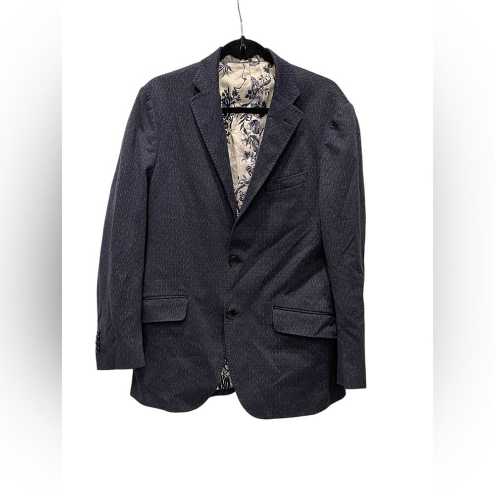 ETRO Men's Navy Blazer with Patterned Lining size:52